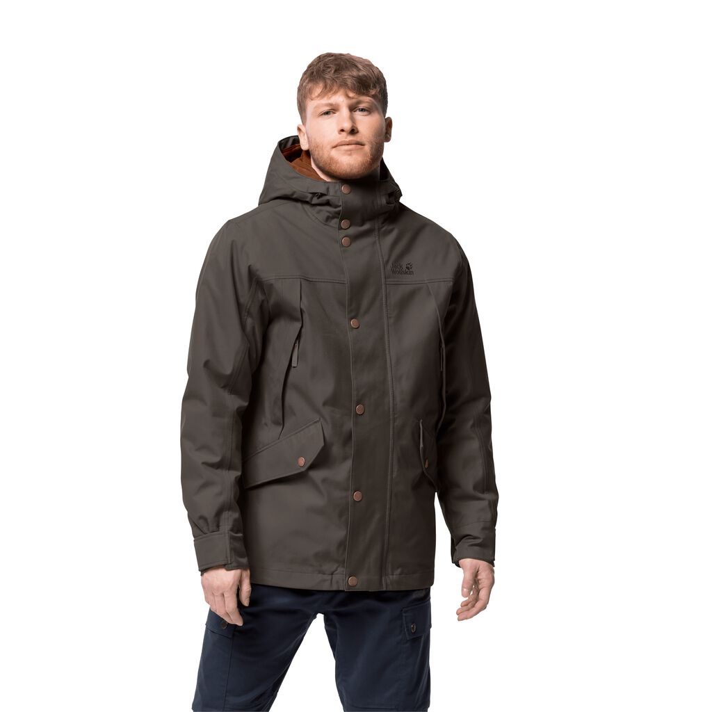 Jack Wolfskin CLIFTON HILL Férfi Télikabát Szürke Barna - VSIMOH-072